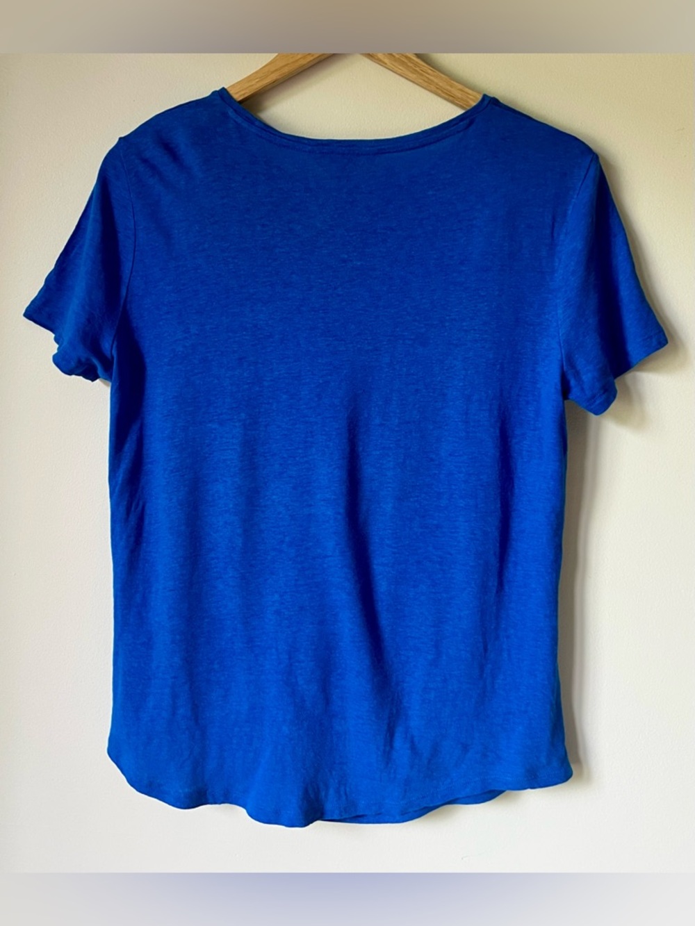 Lauren Ralph Lauren Daharlyn Twist Front Linen Blend Logo Tee Colby Blue Size L - Picture 3 of 9